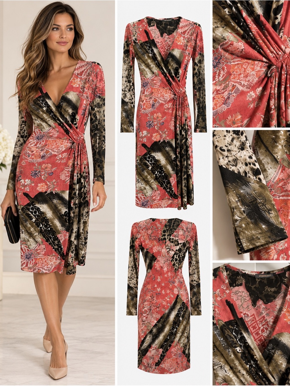 Roberto Cavalli Multicolor Floral Long Sleeve Midi Dress